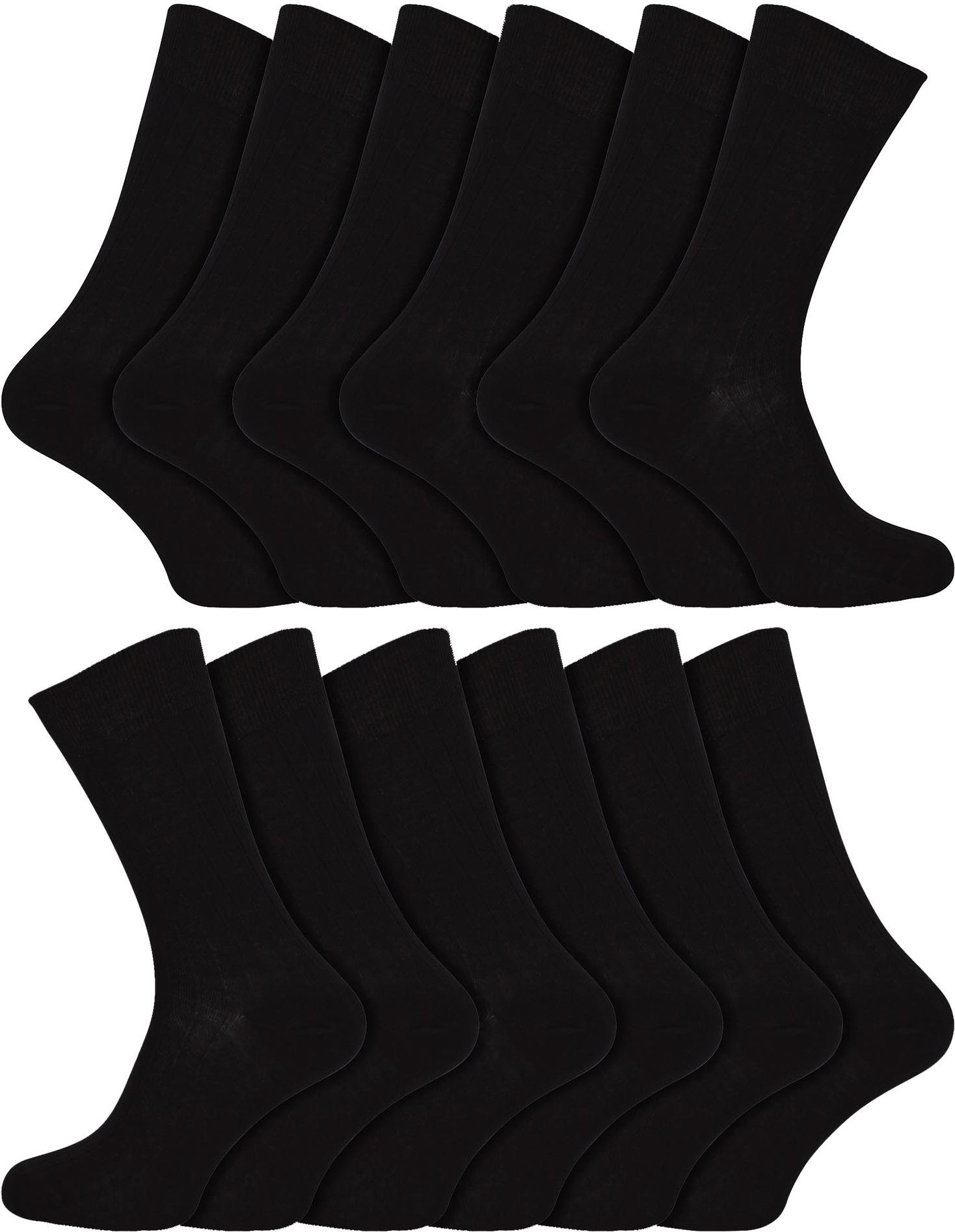 Thumbnail - 12 Paar Multipack Herren 100% ägyptische Baumwolle Socken | Socken Snob | Luxus gerippt nahtlose Mitte Kalb schwarze Soc...