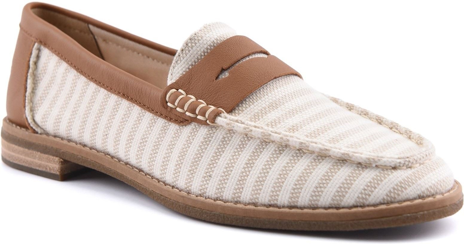 Sperry Port Driving Textil Damen Weiß/Braun Standard Slipper