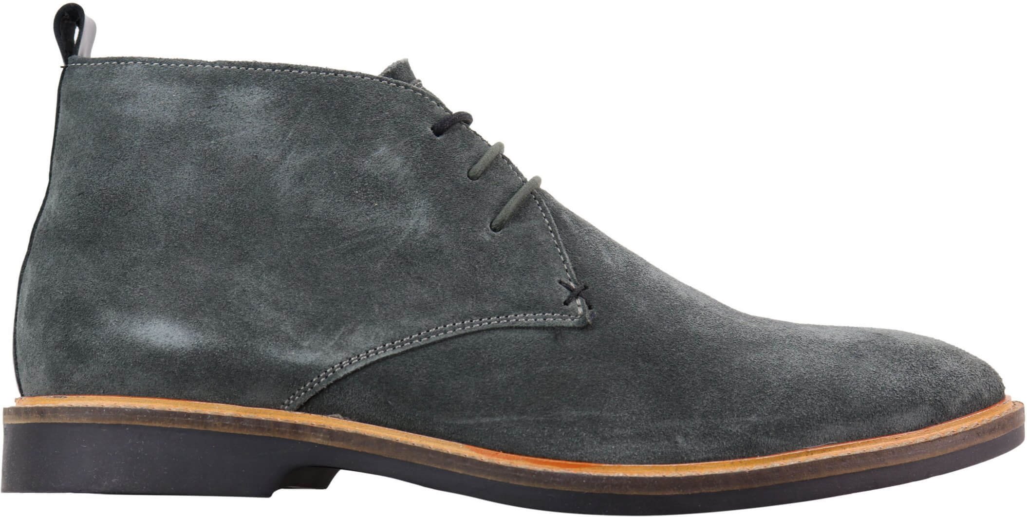 Graue Herren-Chukka-Stiefel aus Wildleder mit Schnürung