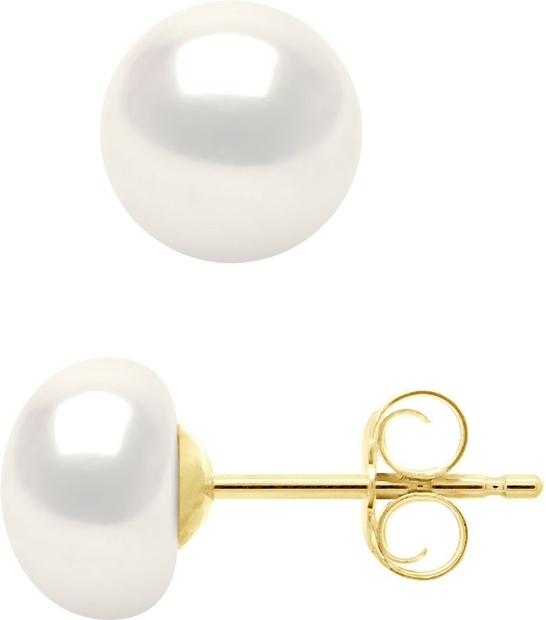 Ohrringe mit echten Süßwasser-Zuchtperlen, Knopfgröße 7–8 mm