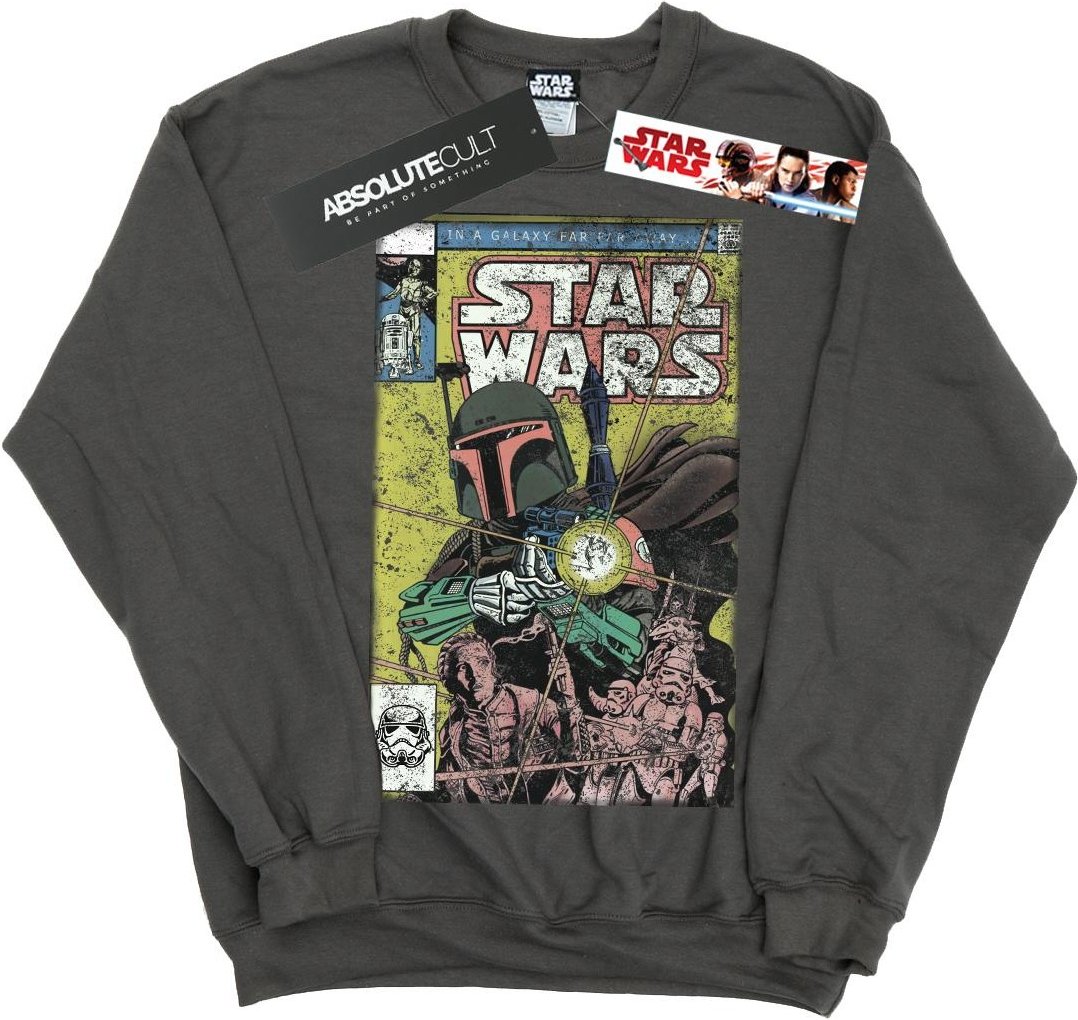 Star Wars Mens Boba Fett Comic Sweatshirt (Charbon de bois)