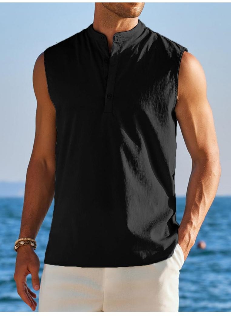 Herren Tanktop in Übergröße mit Knopfdetails