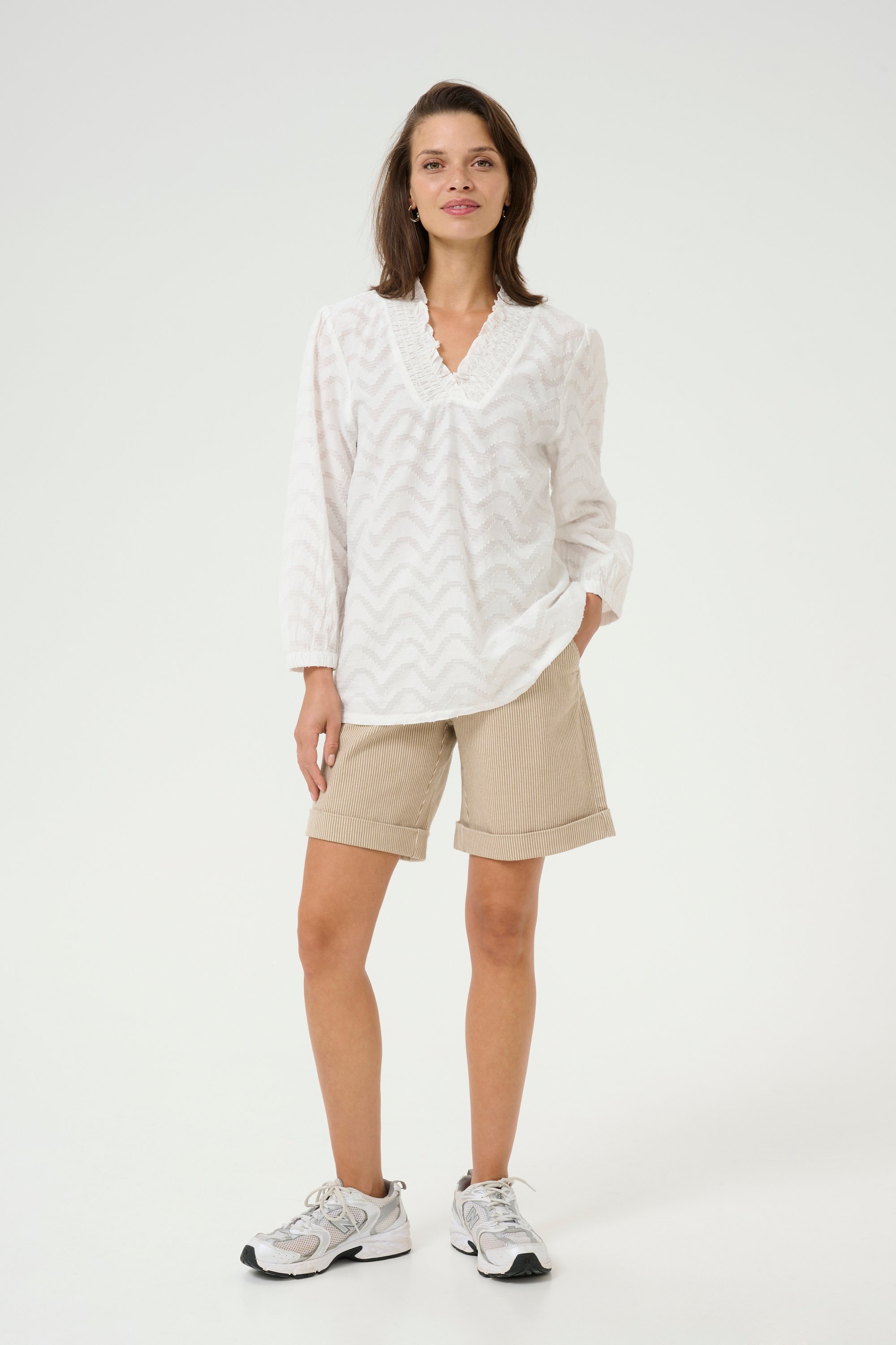 Langarm-Bluse Regular fit Chalk white