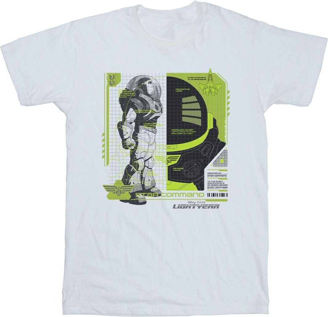 Disney - "Lightyear Buzz Tech Panel" T-Shirt für Herren (Weiß)