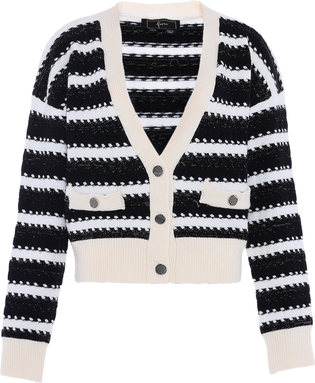 Faina Strickcardigan Damen wollweiß schwarz