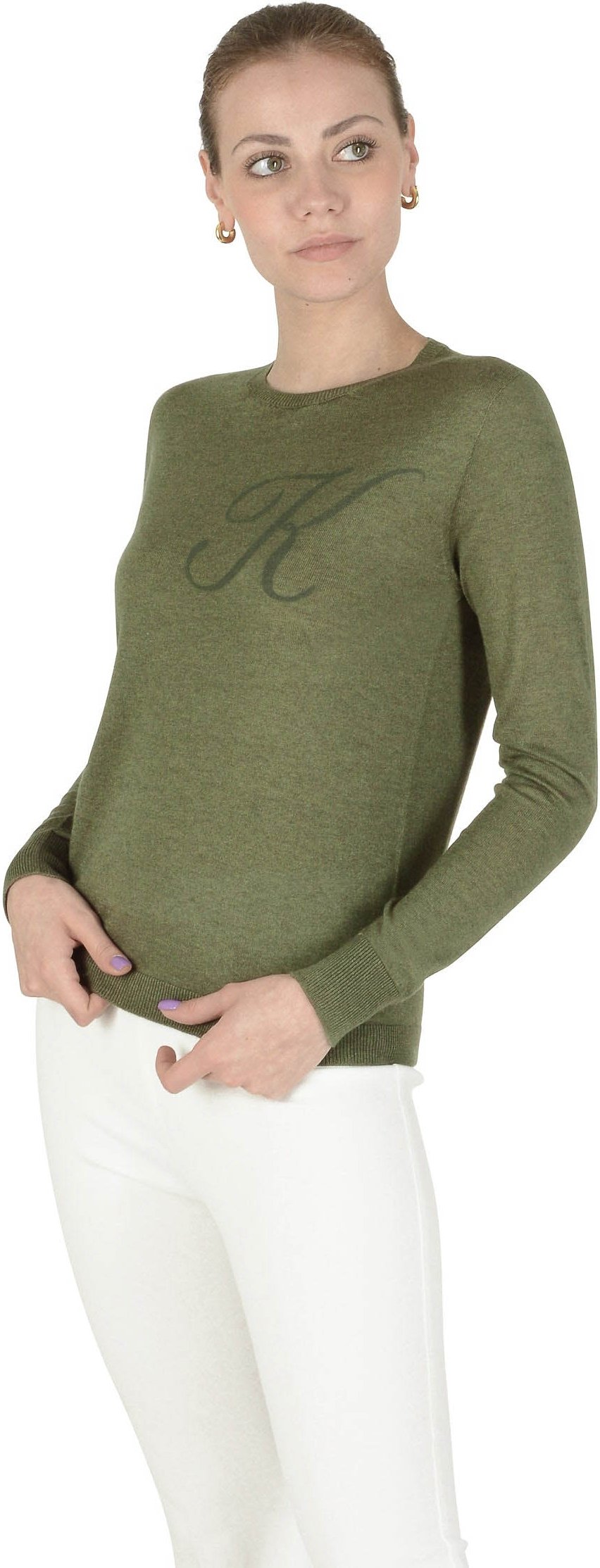 Crown Of Edinburgh Kaschmir Langarm Art 004 Grün Brief K