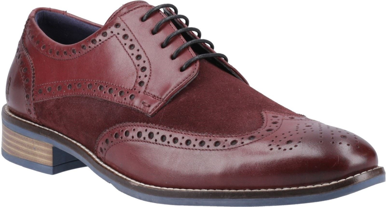 Thumbnail - Hush Puppies Dustin Leder/Wildleder Herren Burgunder Brogue Schuhe