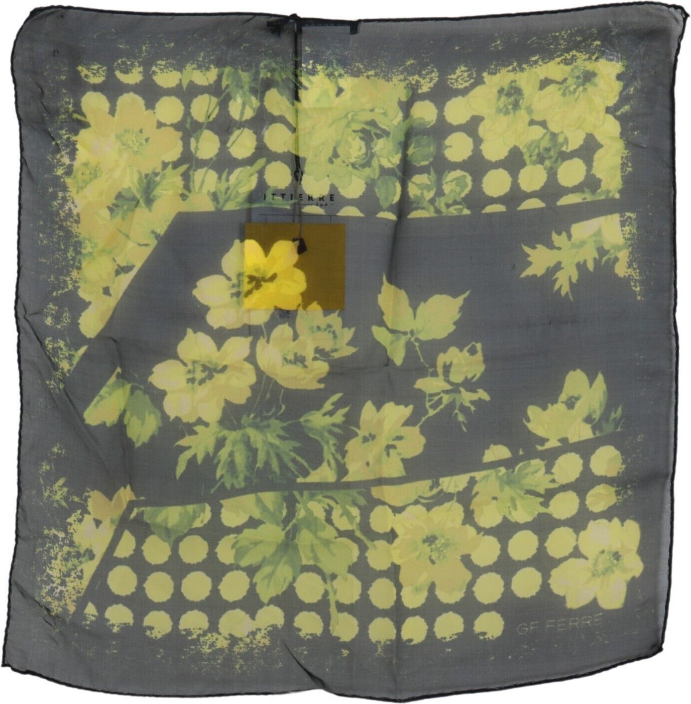 Blumen-Seidenschal mit gelben Punkten