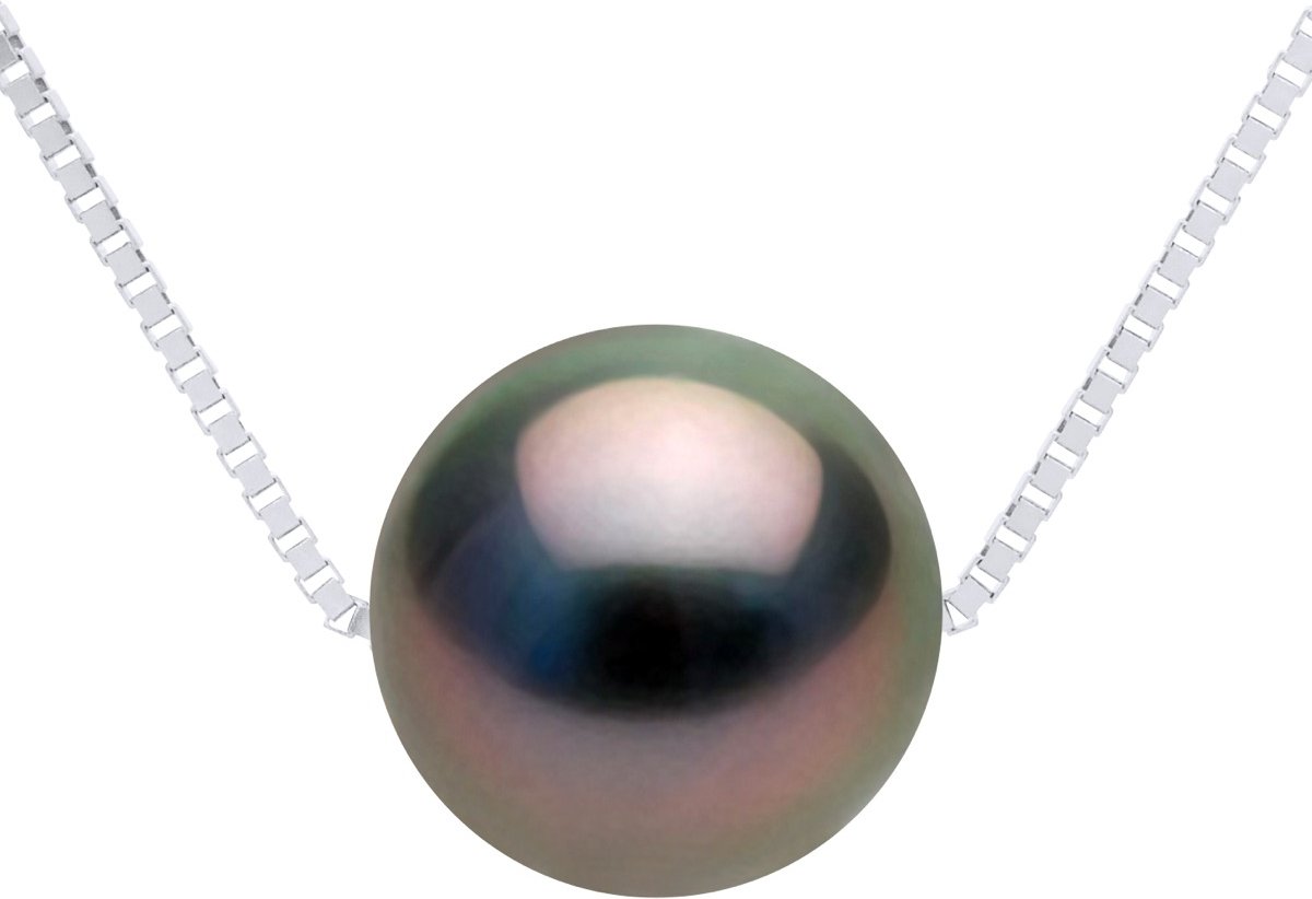 Halskette echte Tahiti-Zuchtperle rund 9-10 mm