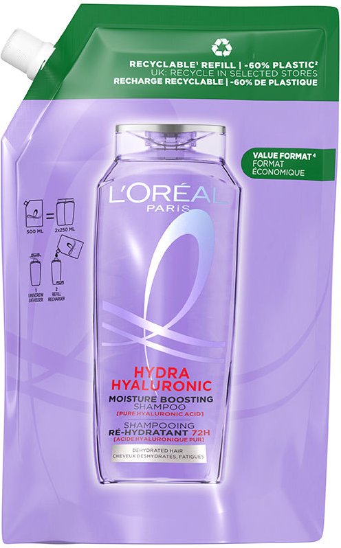 Elvive Hydra Hyaluronic Shampoo 72h Feuchtigkeitsaufladung Öko-packung 500 ml