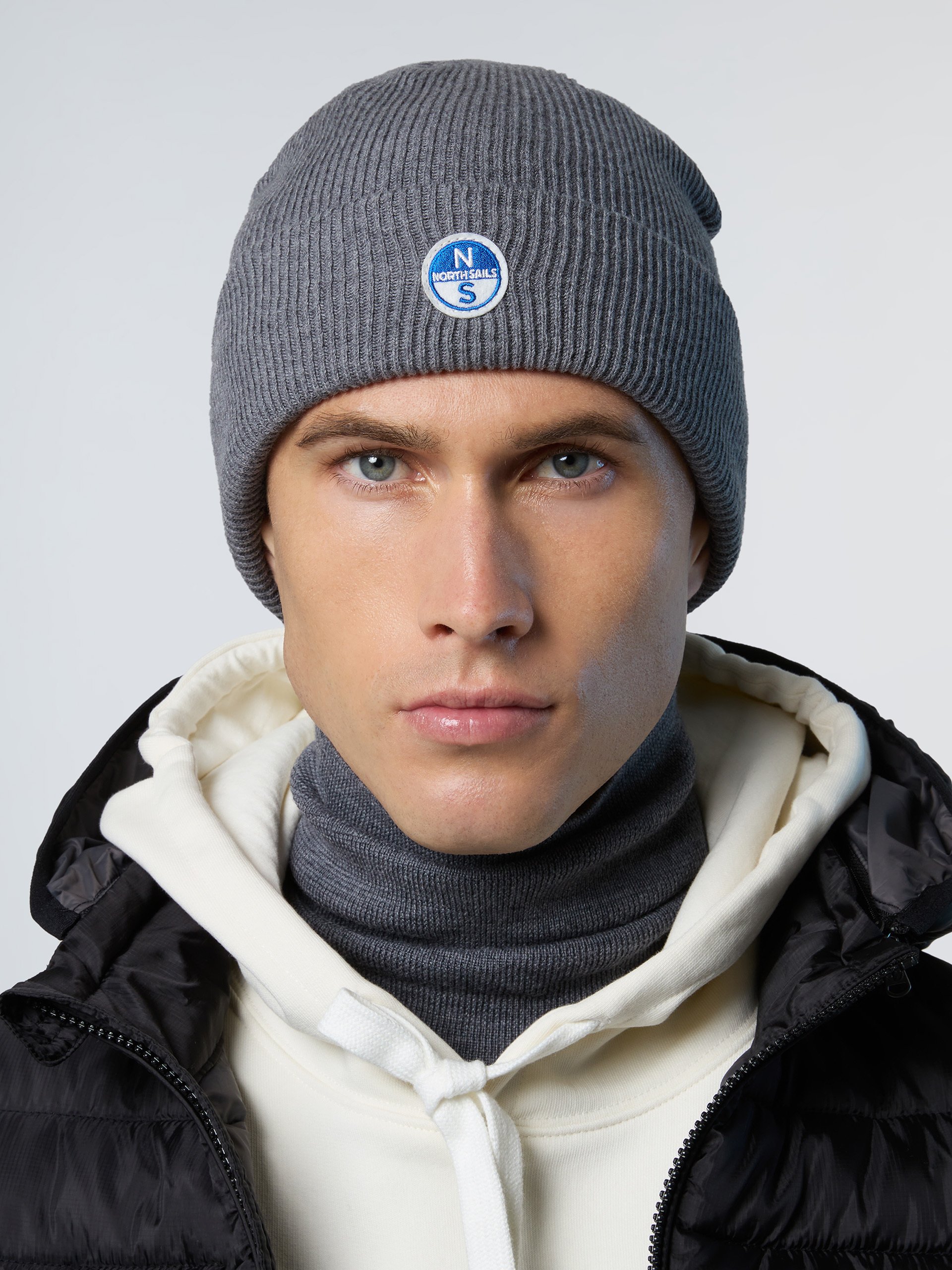 North Sails Beanie Micro-Rib-Strick mit Logo-Patch