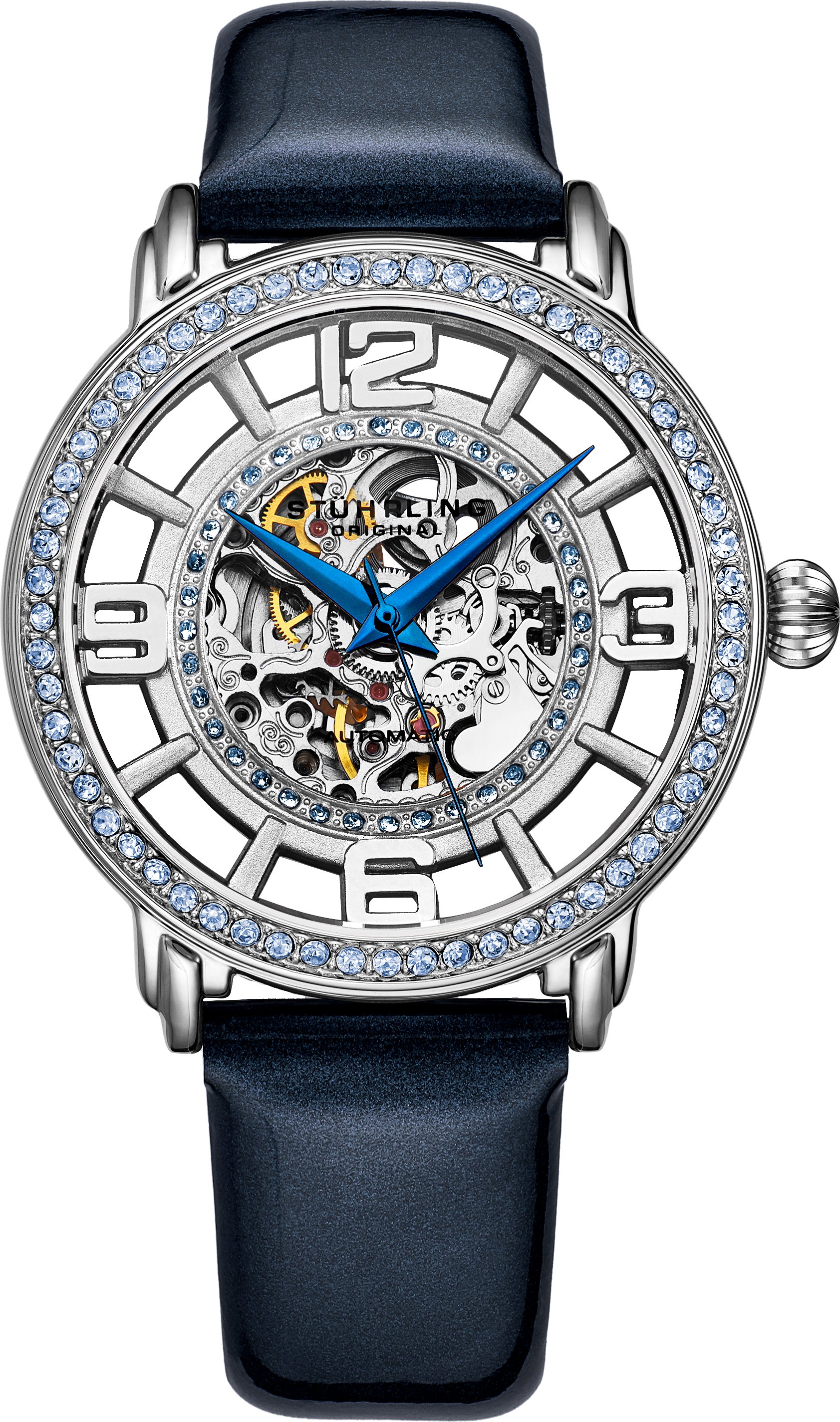 Silber und Marineblau Winchester Automatik 38mm Skeleton