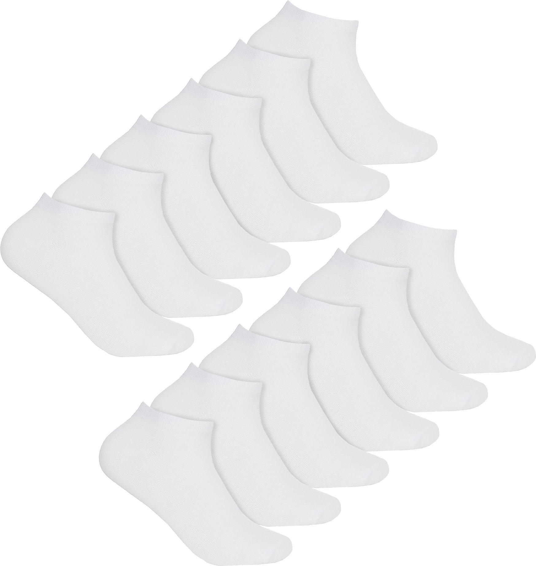 Thumbnail - 12 Paar Multipack Damen Bamboo Trainer Atmungsaktive Socken - Weiß