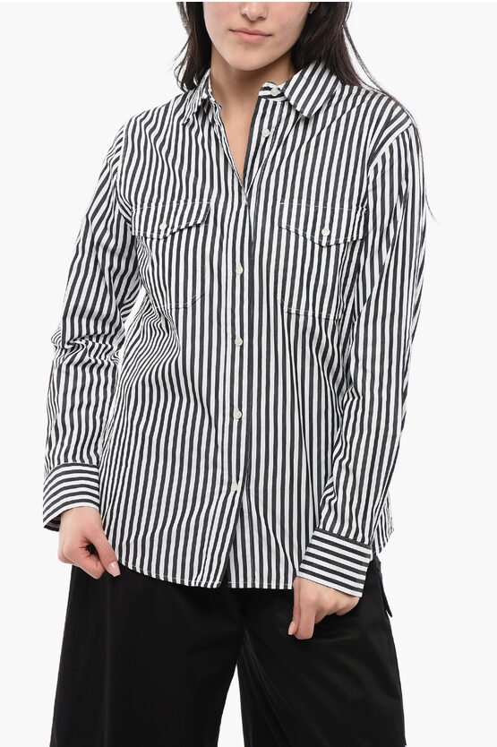 Awning Striped YARN Saharan Shirt in Schwarz & Weiß