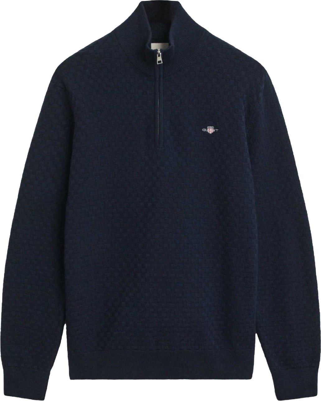 Gant - Sweatshirt für Herren, mit halbem Reißverschluss, Strukturiert (Blau)