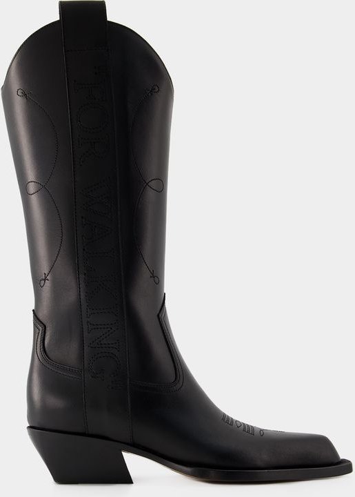 Für Wanderstiefel - Off White - Leder - Schwarz