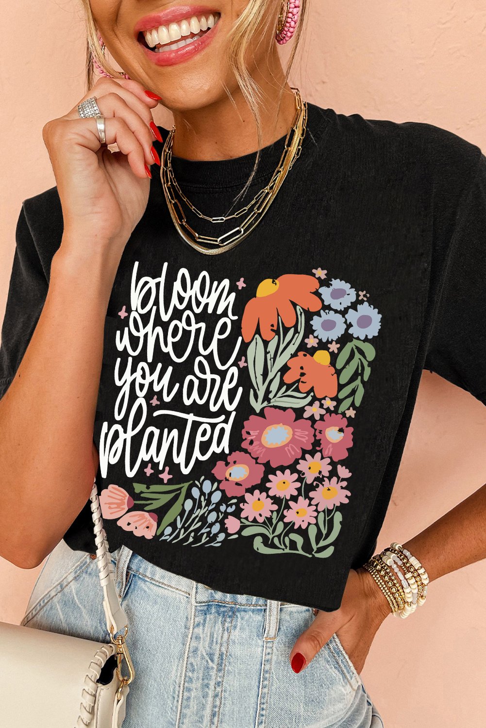 Florale Blüte, wo du gepflanzt bist T-Shirt
