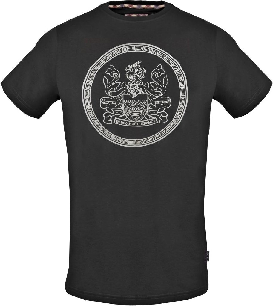 Aquascutum Kreis Aldis Logo Schwarzes T-Shirt