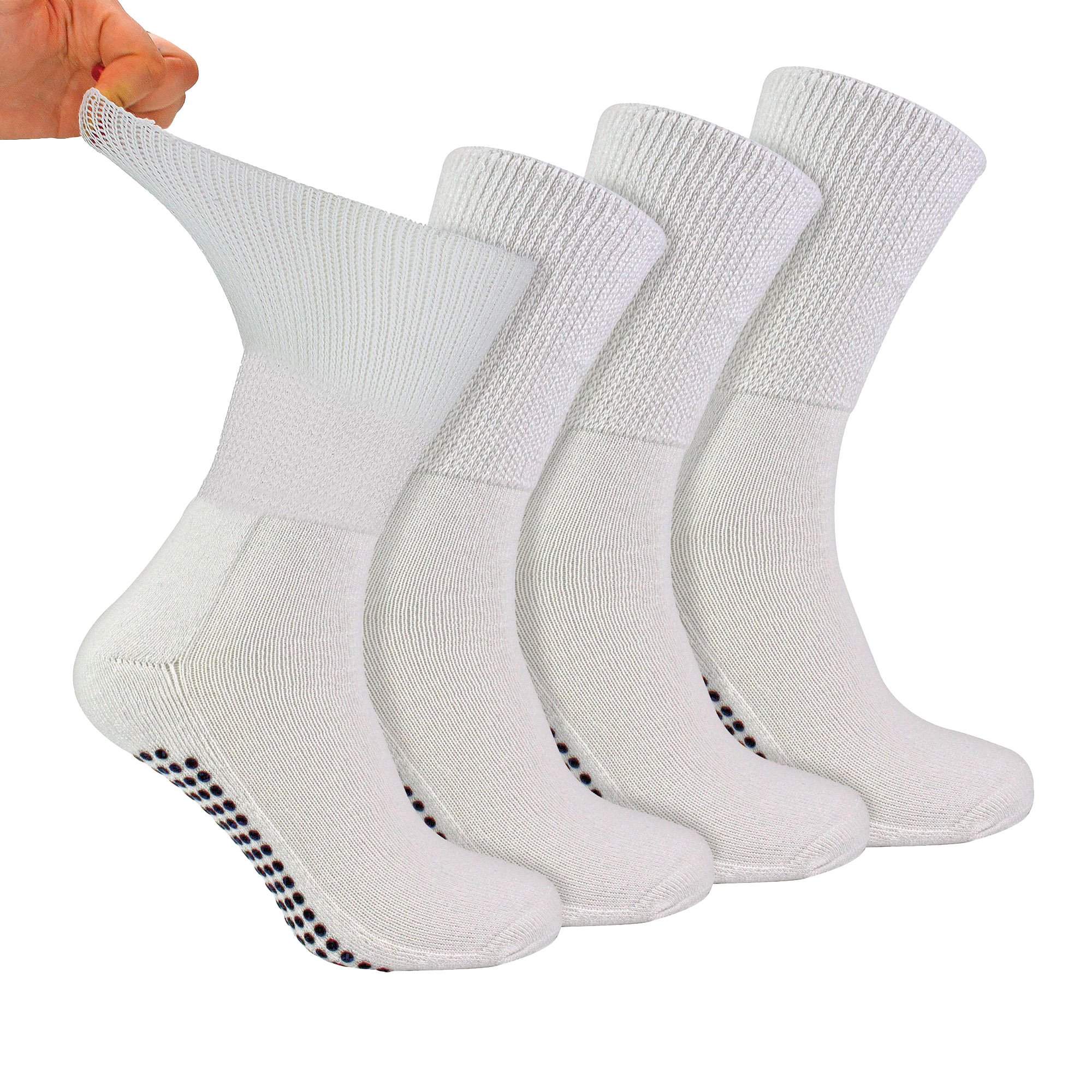 4er-Pack Bambusdiabetikersocken mit Griffen für Männer und Frauen