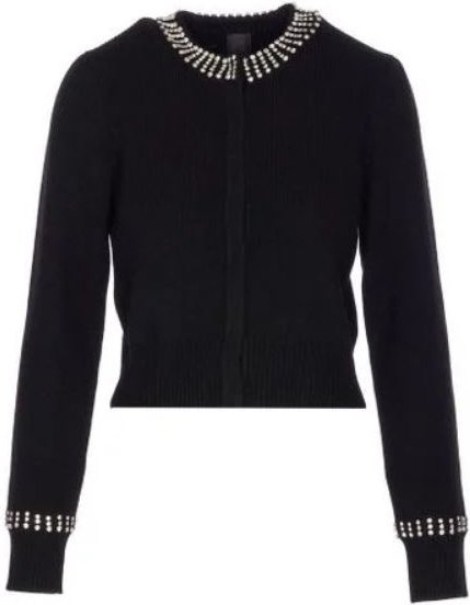 Schwarzer Nylon-Wollpullover