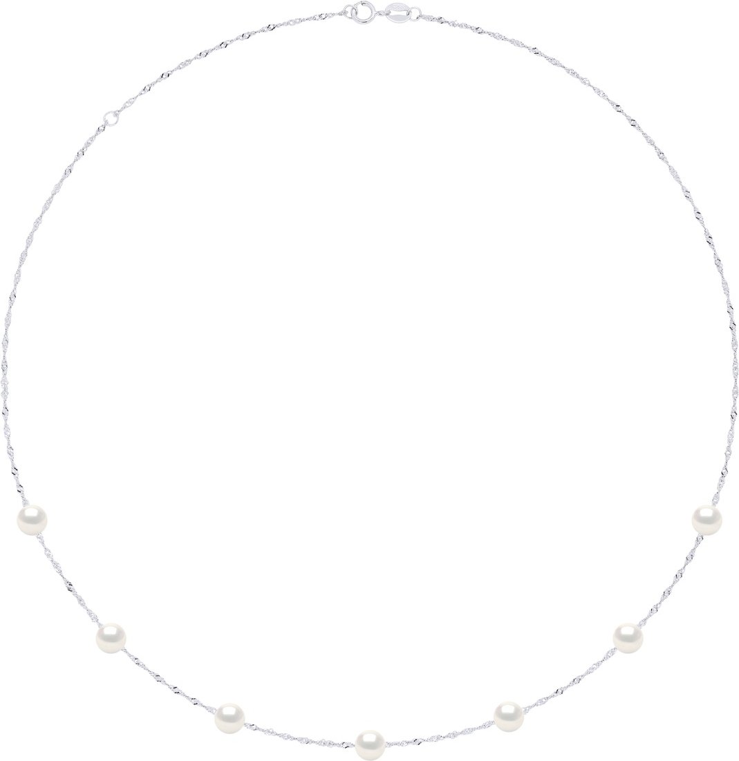 Halskette Perlen – 7 echte Süßwasser-Zuchtperlen rund 6–7 mm