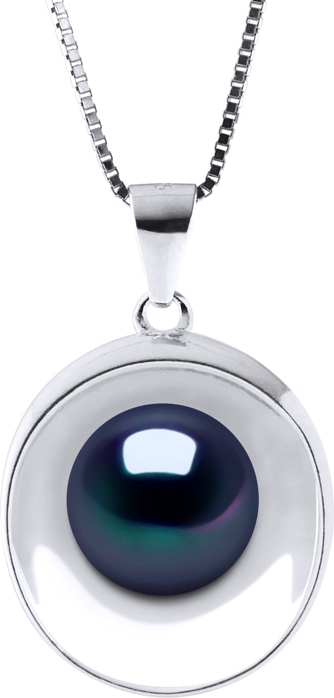 REFLECTIONS Halskette Süßwasserperle 9-10 mm Schwarz 925