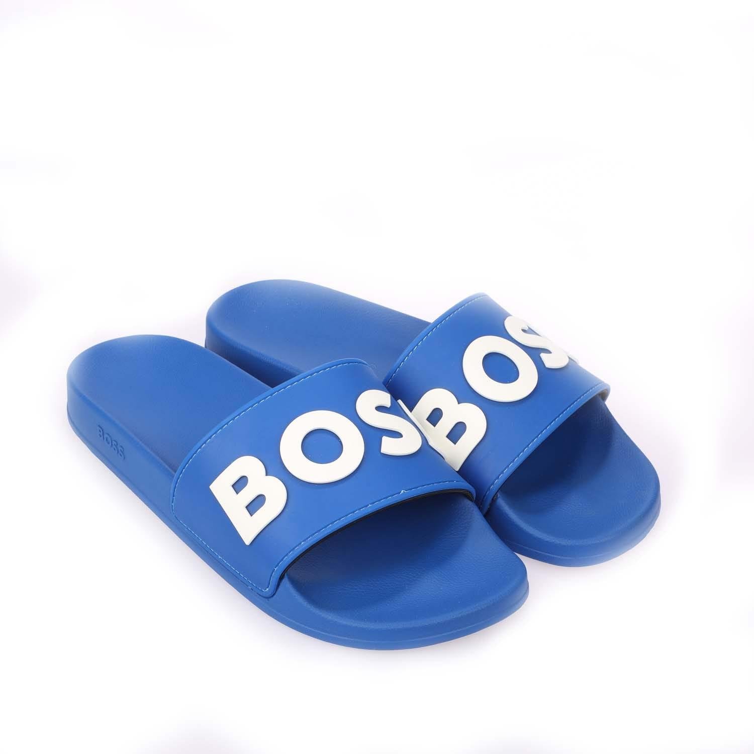 Hugo Boss - Damen Badesandale "Kirk", Logo (Blau)