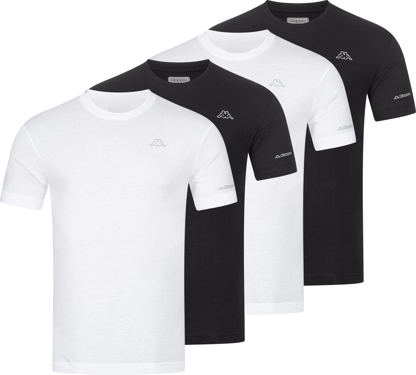 Kappa 4er Set T-Shirt BASIC in Schwarz/Weiß