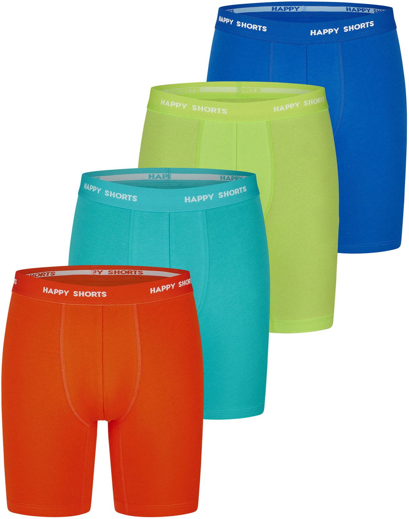 Happy Shorts Herren Retro Boxer Neon Long 4-Pack Retroshorts, Vintage Boxer,