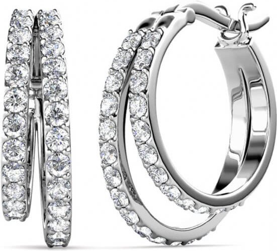 Duo-Ring-Ohrringe - Silber und Kristall