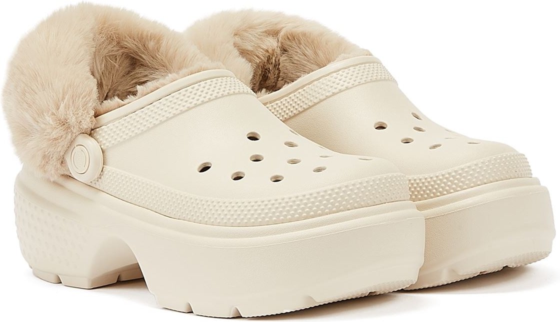 Stomp Lined Pantoletten - Crocs - Thermoplastik - Weiß