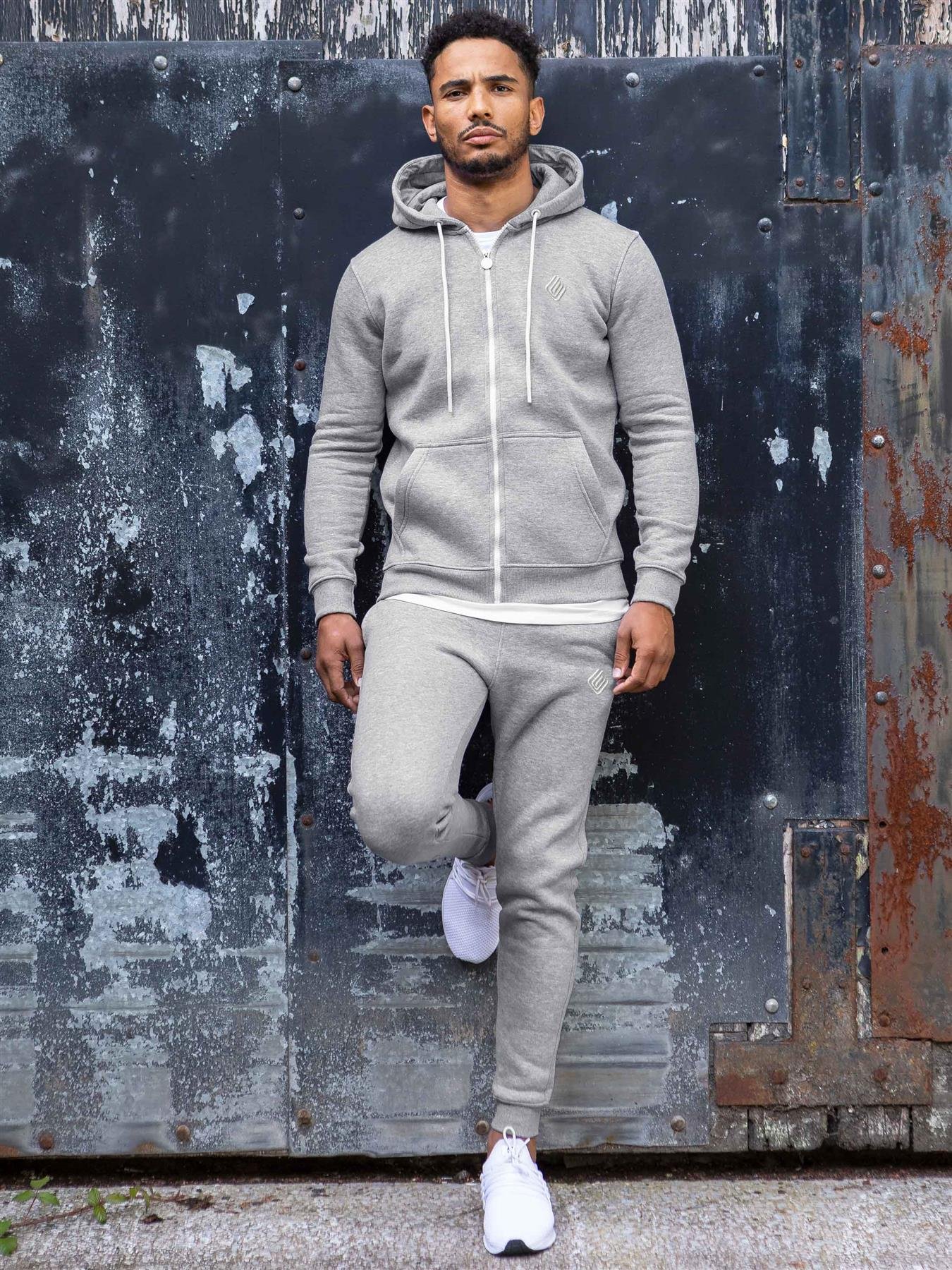Thumbnail - Enzo | Herren Zip Up Hoodie Trainingsanzug Set - Grau