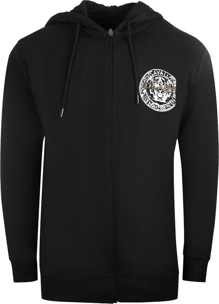 Thumbnail - Cavalli Class Kapuzenpullover mit grossem Kreis-Design, Schwarz, mit Reissverschluss
