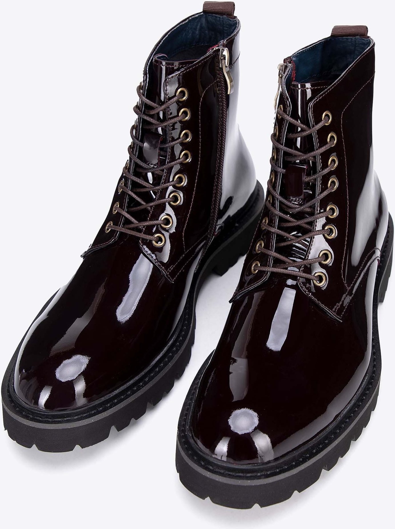 Wittchen Herren-Kampfstiefel aus Lackleder, bordeauxrot