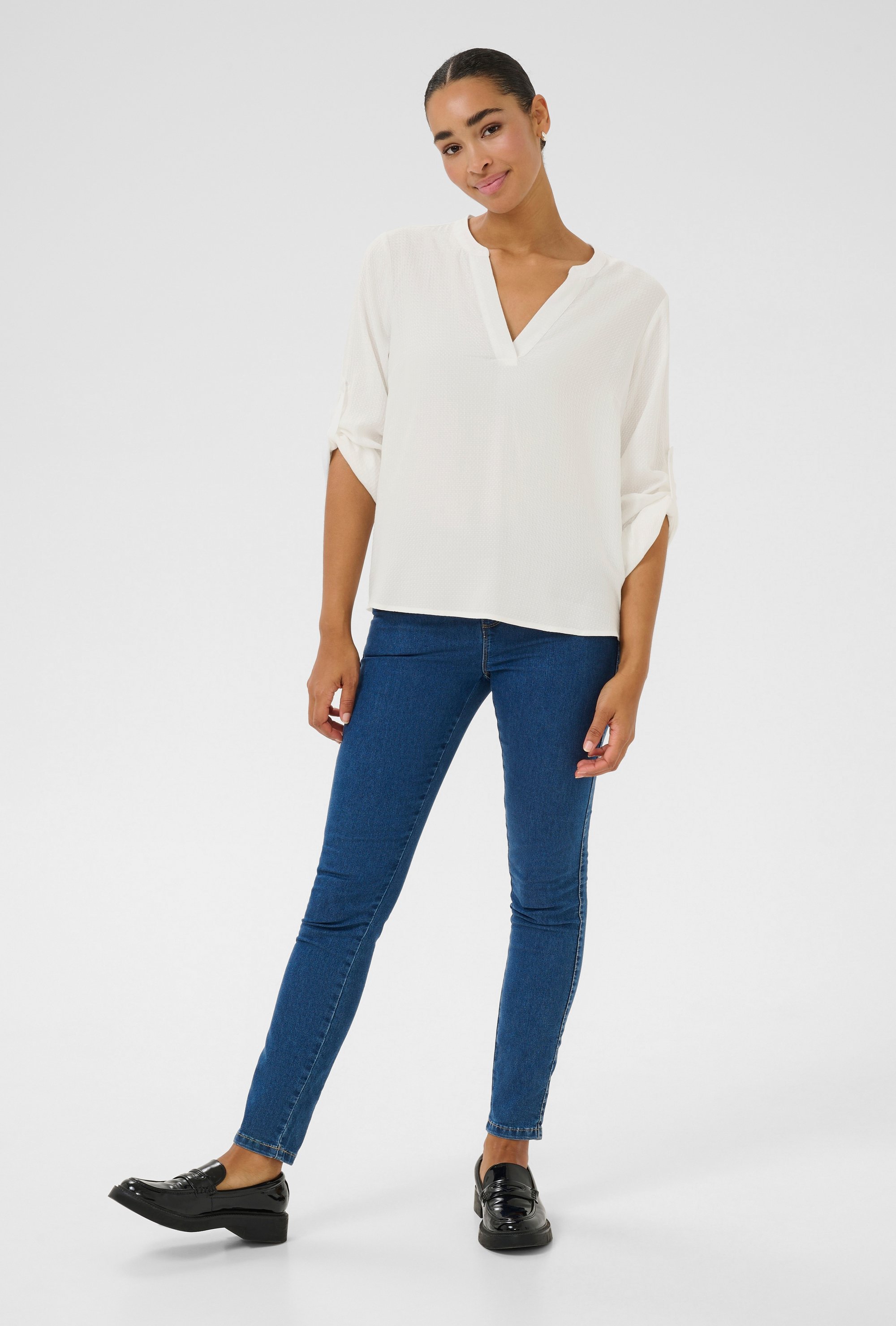 Langarm-Bluse Loose fit Chalk white