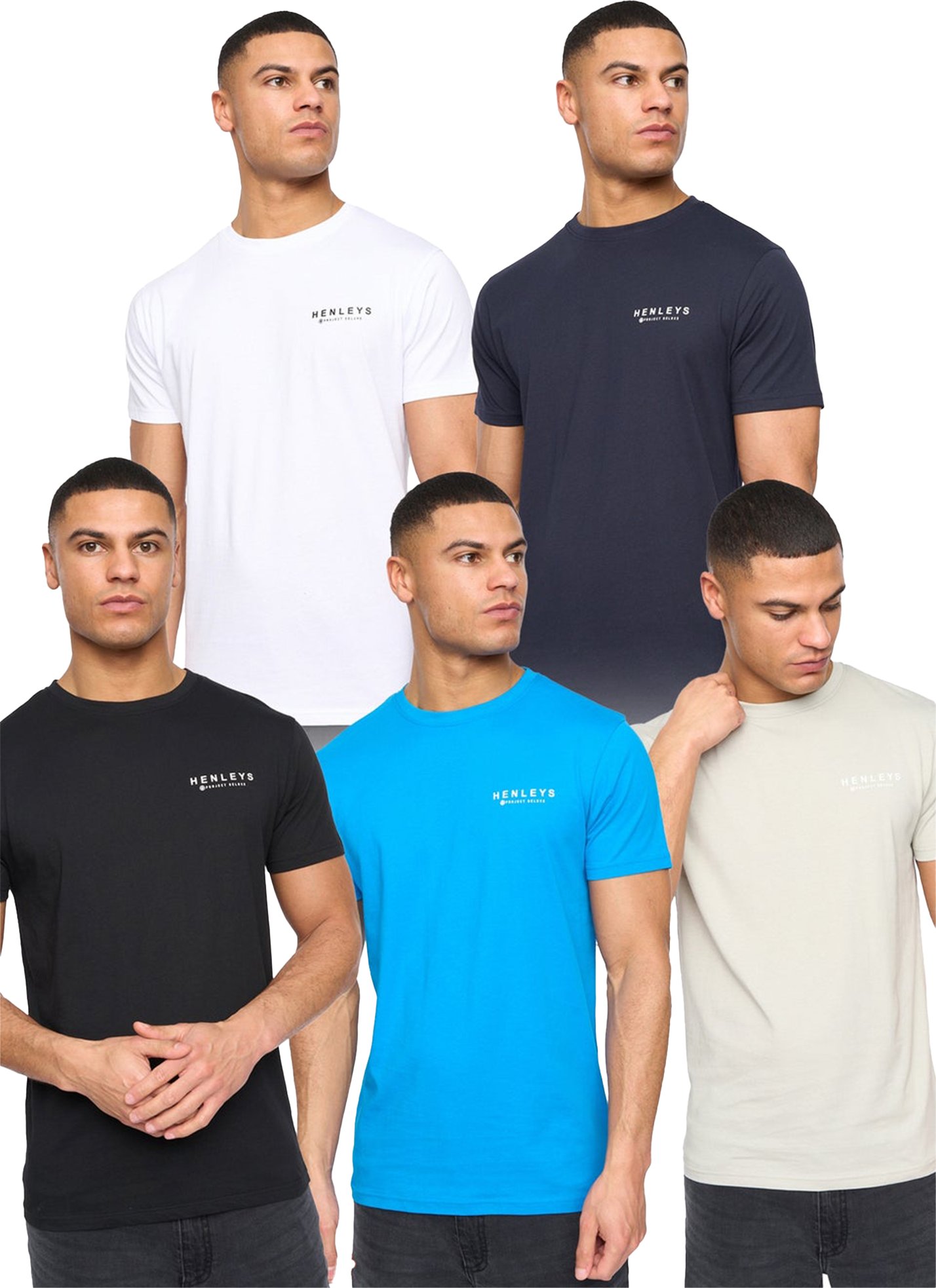 Henleys - "Henycore" T-Shirt für Herren(5er-Pack) (Bunt)