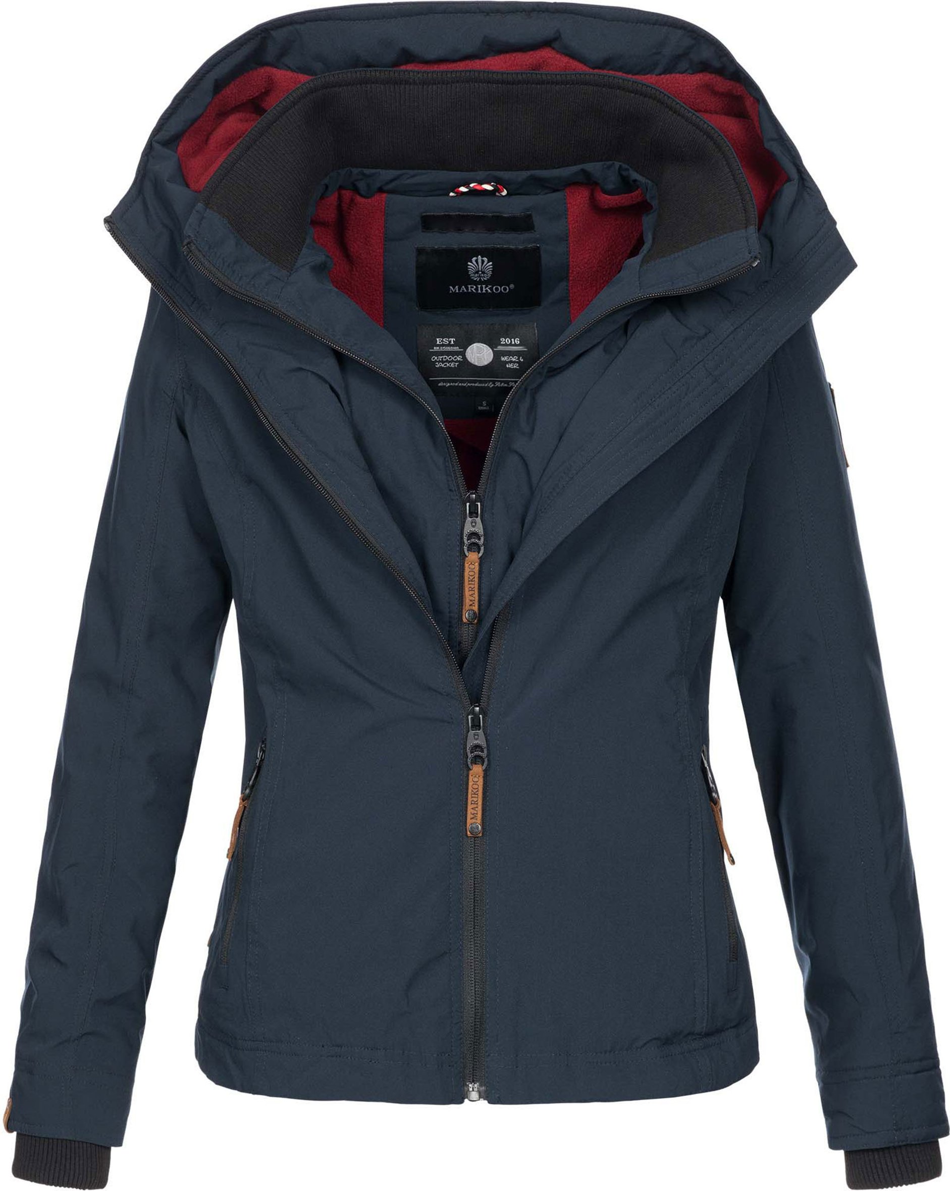 Marikoo Damen Übergangsjacke Erdbeere mit Doppelkragen & Fleece-Innenfutter