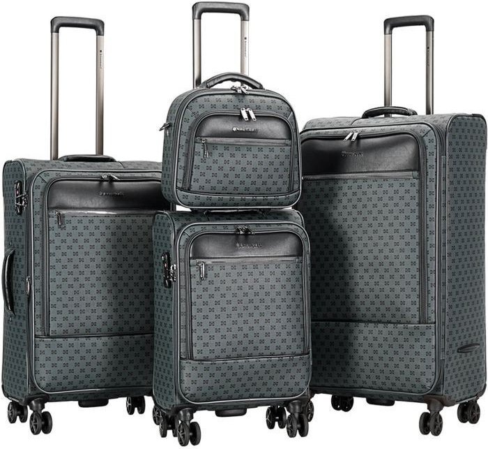 Graues erweiterbares Reisegepäck, robuster Softshell-Koffer