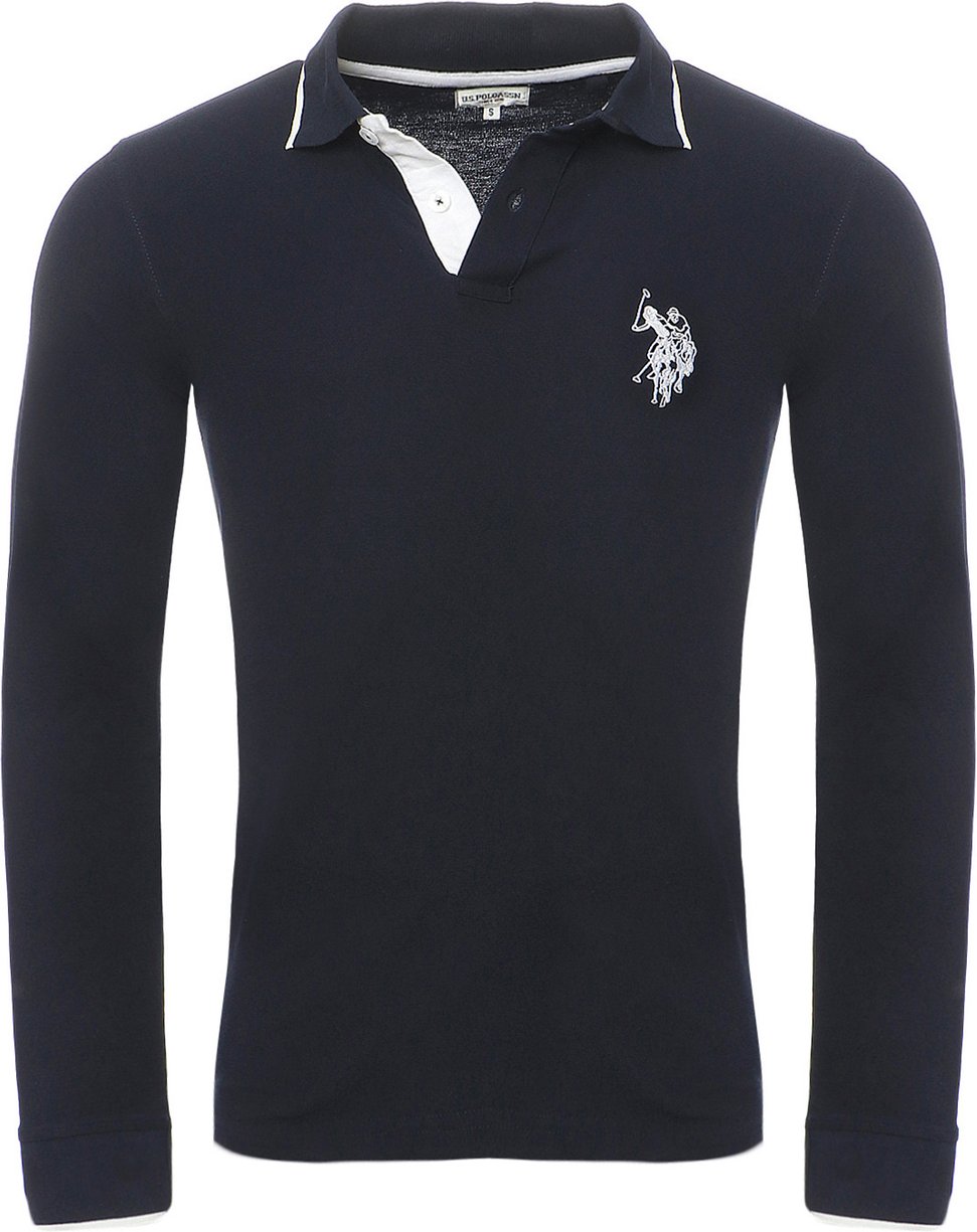 Thumbnail - U.S. Polo Assn. Langarm Poloshirt in Navy