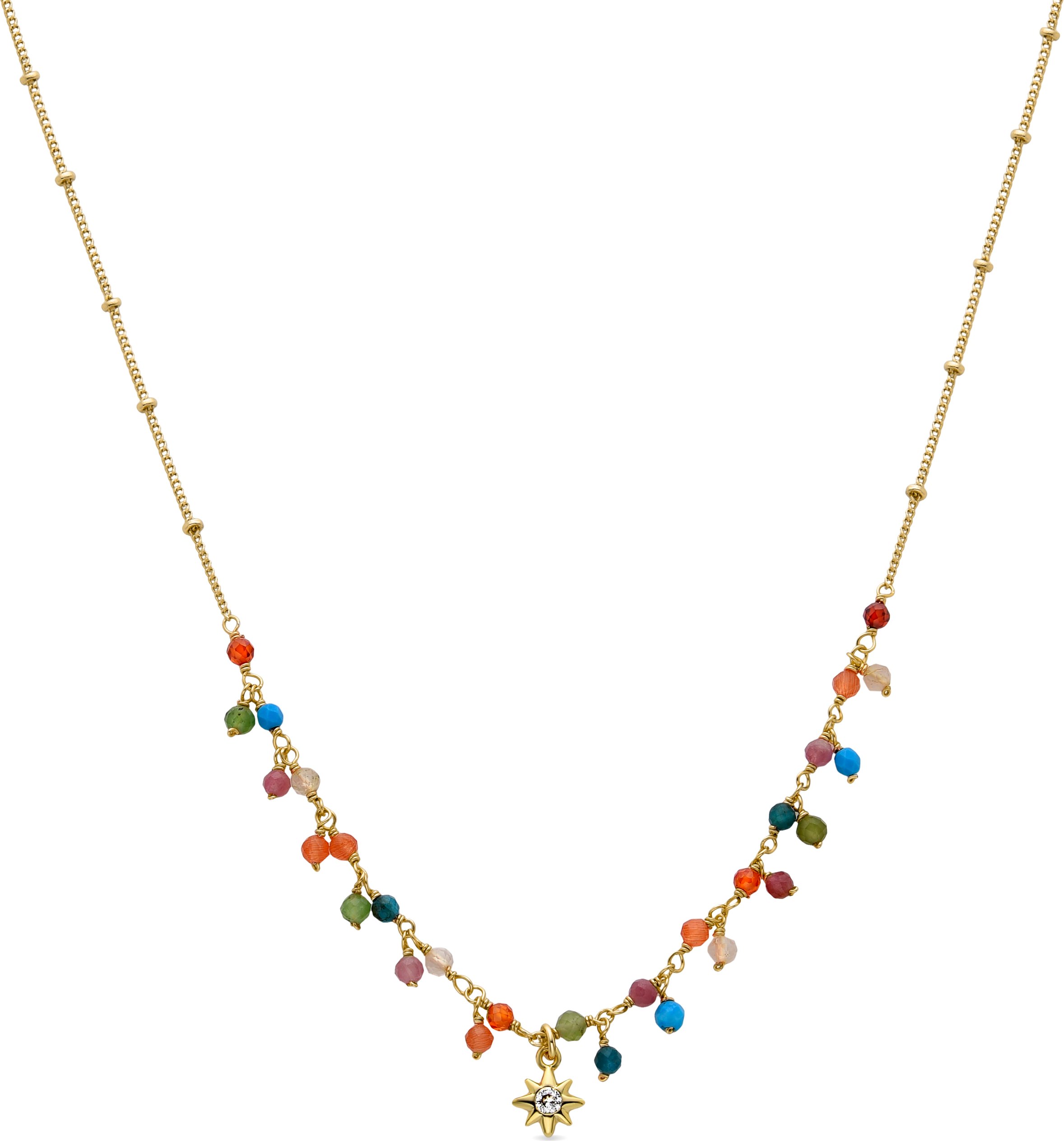 Luxenter Multicolor Kristall-Halskette aus 18K Gelbgold - Lision