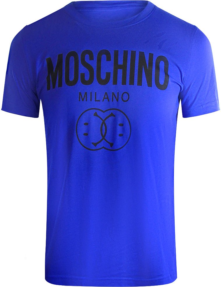 Moschino - T-shirt Mit Doppel-smiley In Blau