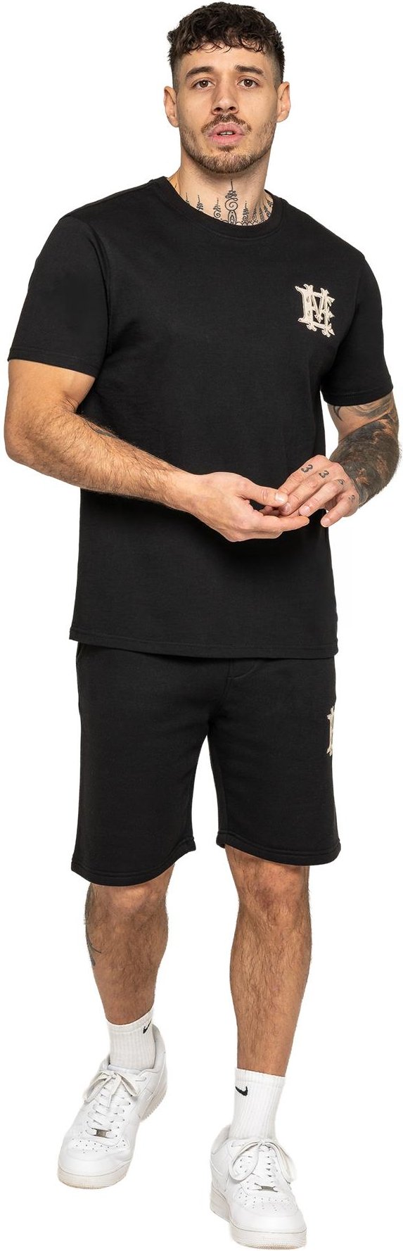 Enzo Milano | Herren Applikationsemblem T-Shirt & Shorts Set