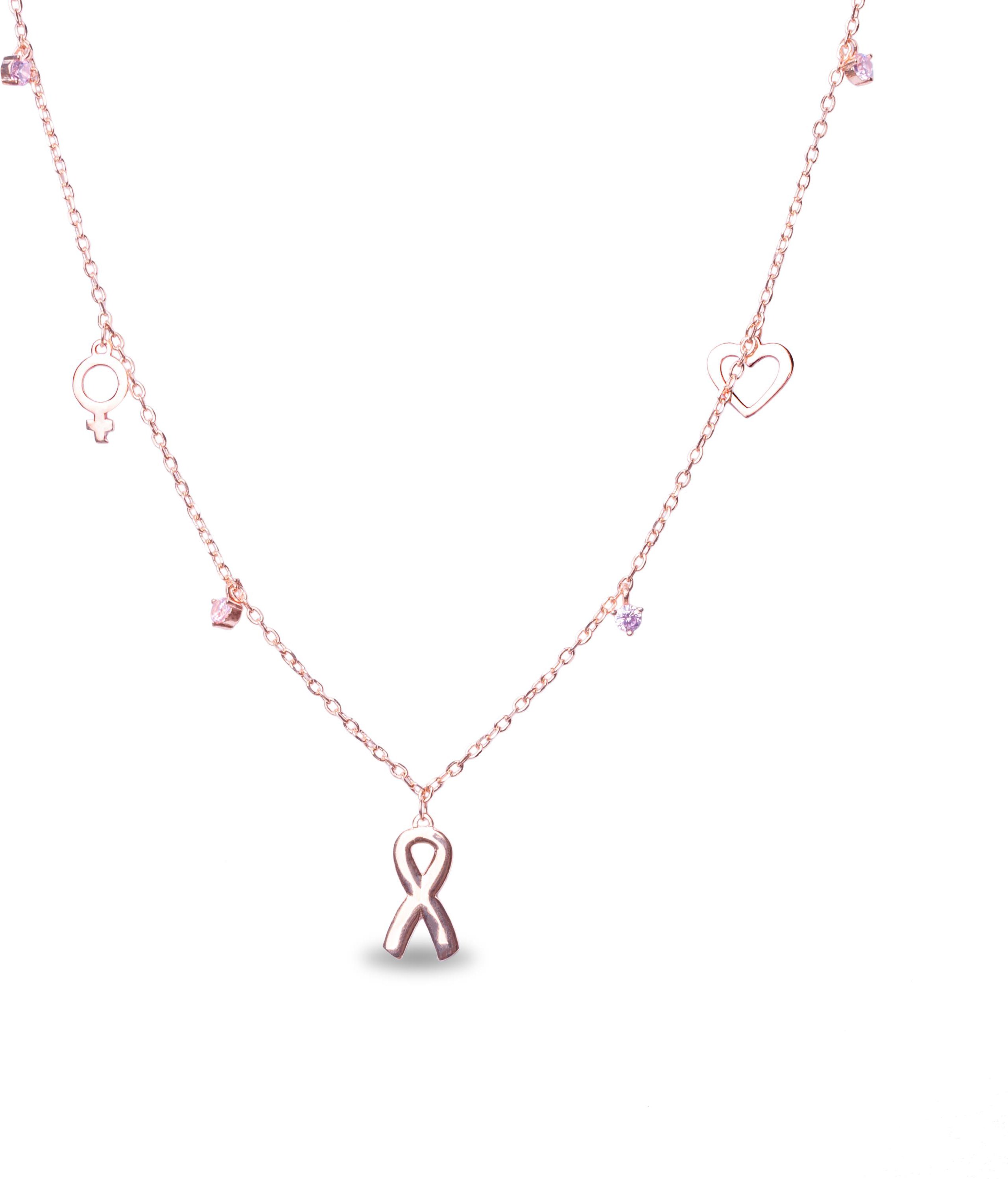 Luxenter, 925er Sterlingsilber und rosa Turmalin mit rhodinierten Zirkonen als Halskette