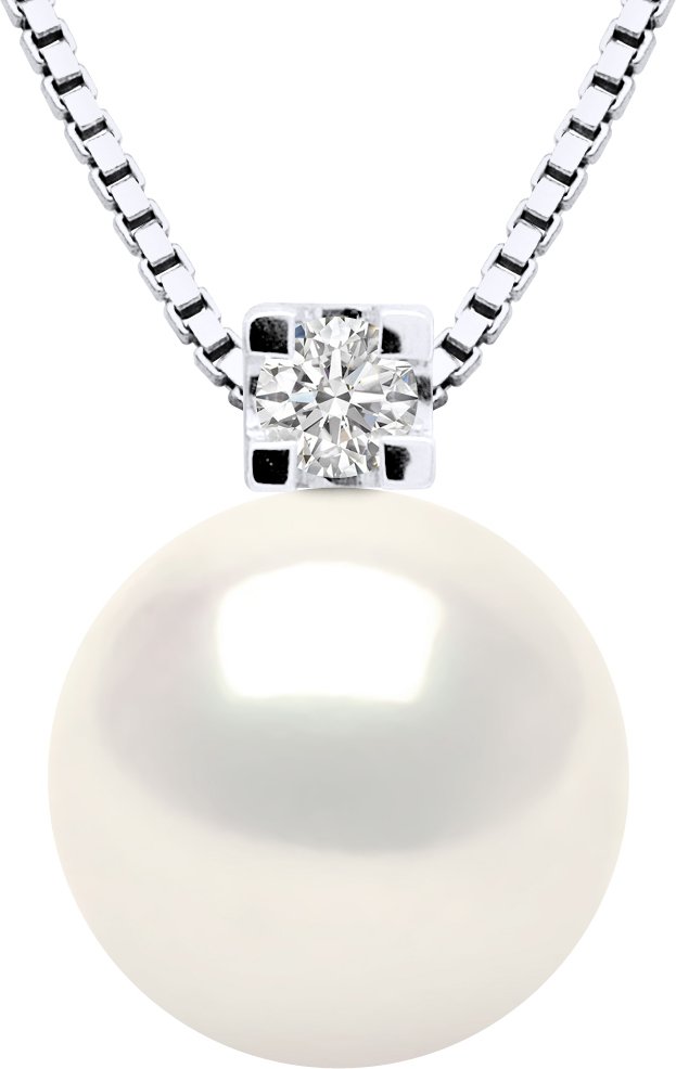 DIADEMA - Halskette - Silber - Weiße Süßwasserperle und echter Diamant