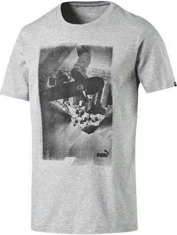 Puma Archivfoto kurzärmeliges graues T-Shirt Top Tee normale Passform 836441 04 RW12