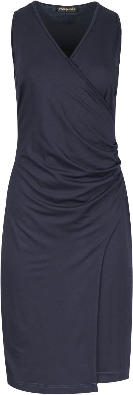 Ärmelloses Kleid in Wickeloptik in Marineblau