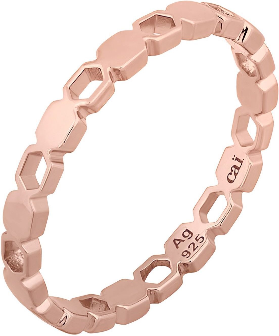 Thumbnail - cai Ring 925/- Sterling Silber rosévergoldet Hexagon Cut Outs Stacking
