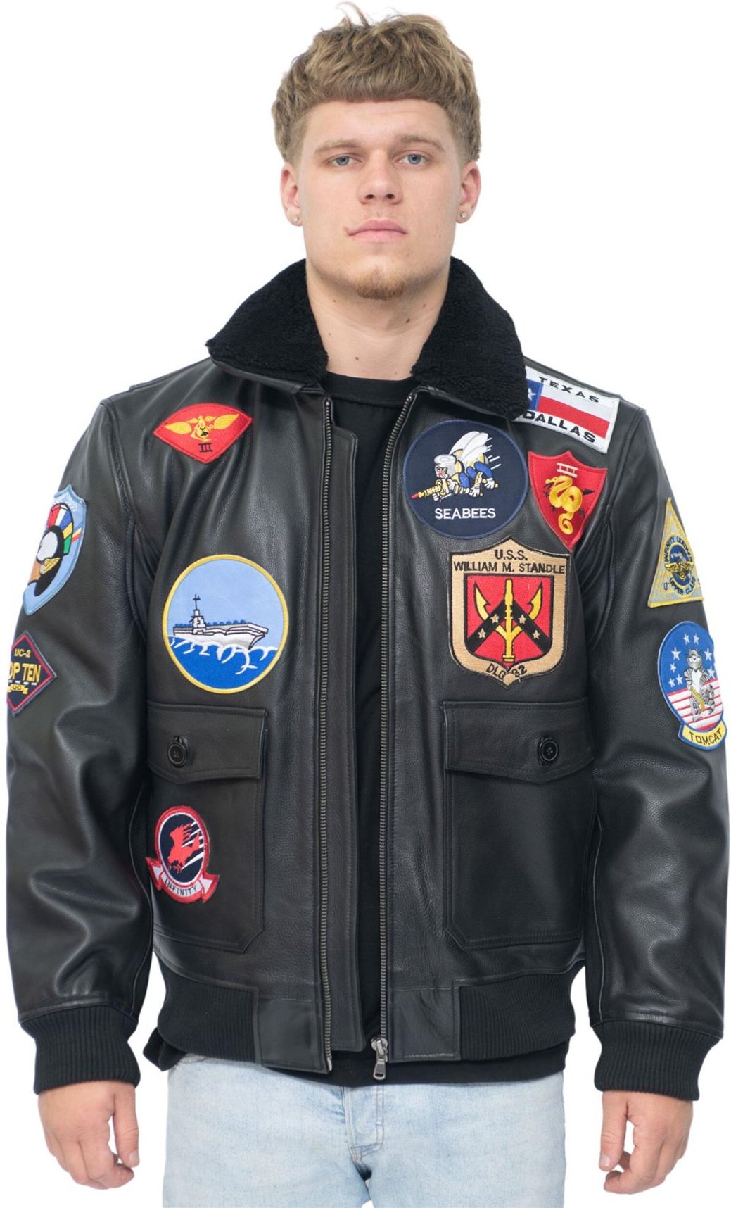 Herren Top Gun A2 Leder Bomberjacke-San Diego
