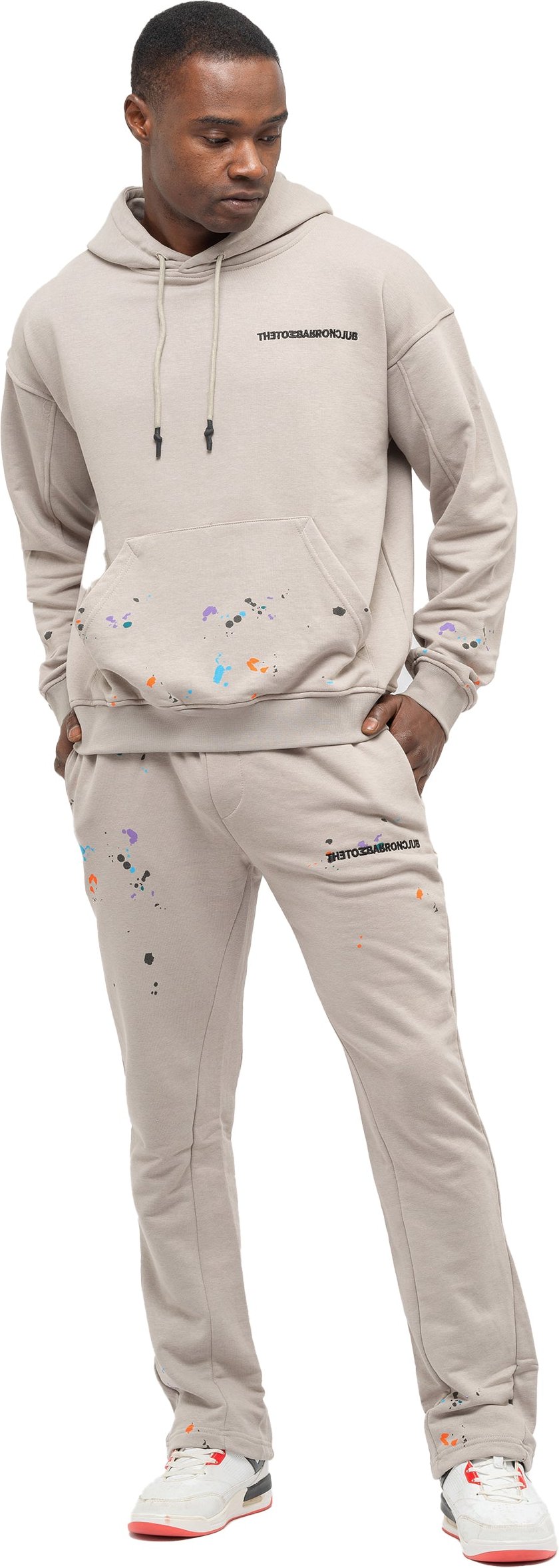 Tom Barron Herren-Trainingsanzug-Set Paint Splatter in Oversize