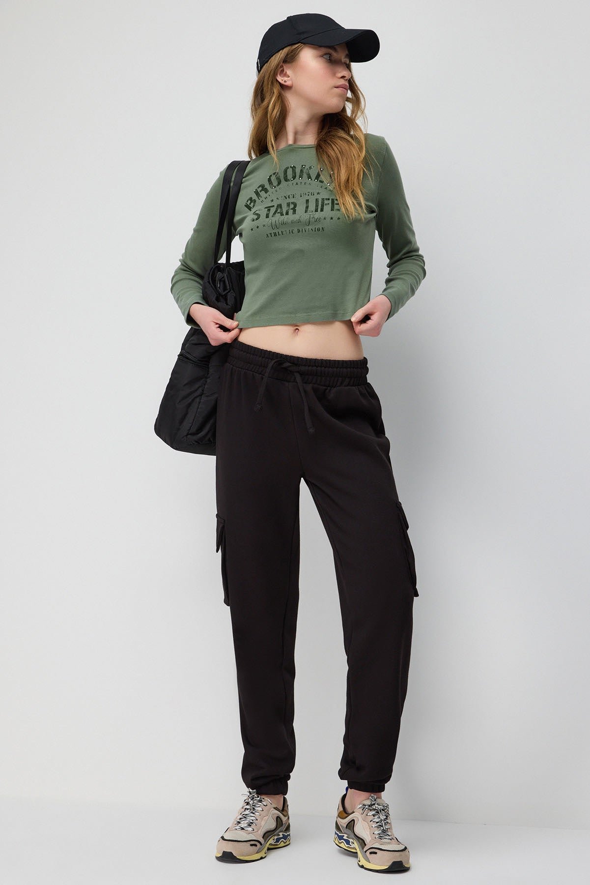 Schwarze Cargo-Jogger-Sweatpants